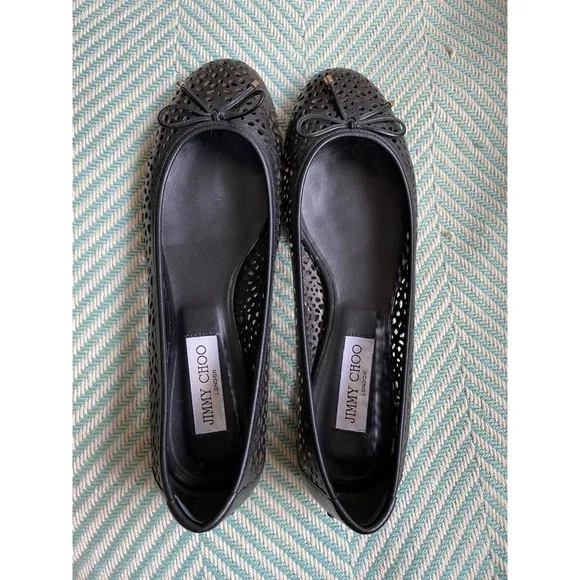 JIMMY CHOO Walsh Perforated Leather Ballet Flats