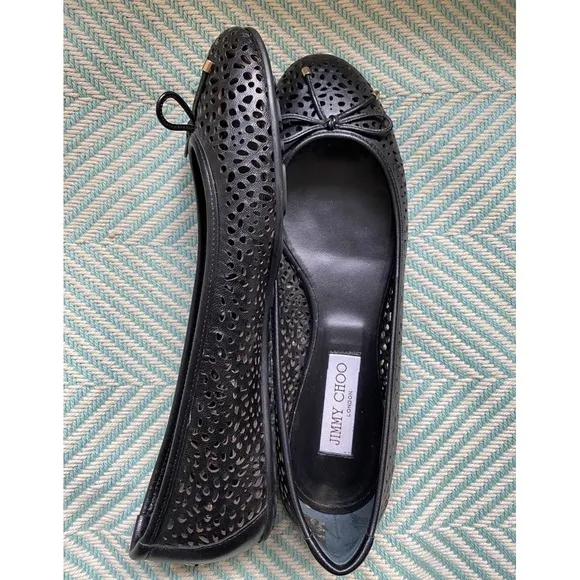 JIMMY CHOO Walsh Perforated Leather Ballet Flats