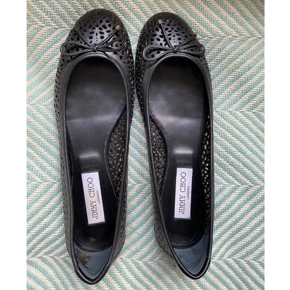 JIMMY CHOO Walsh Perforated Leather Ballet Flats
