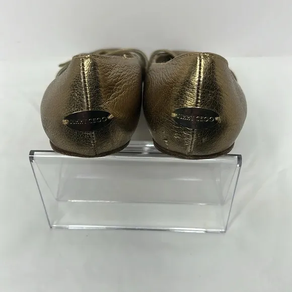 JIMMY CHOO Warm Ballet Flat Loafers Gold Shimmer 8.5