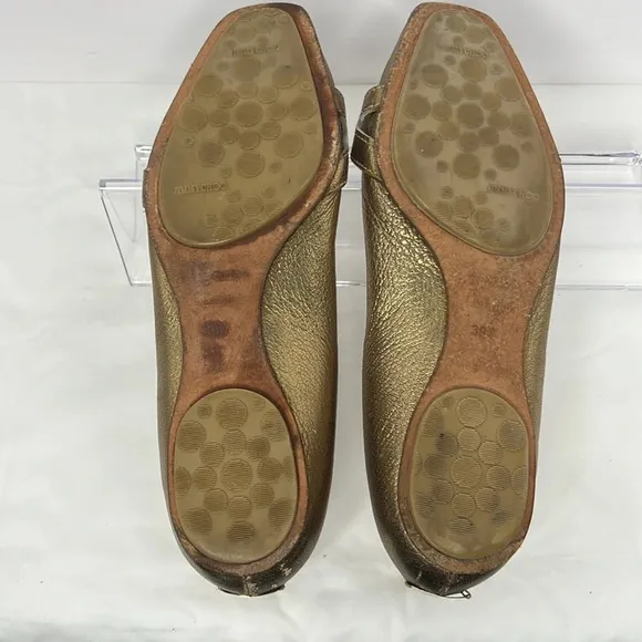 JIMMY CHOO Warm Ballet Flat Loafers Gold Shimmer 8.5