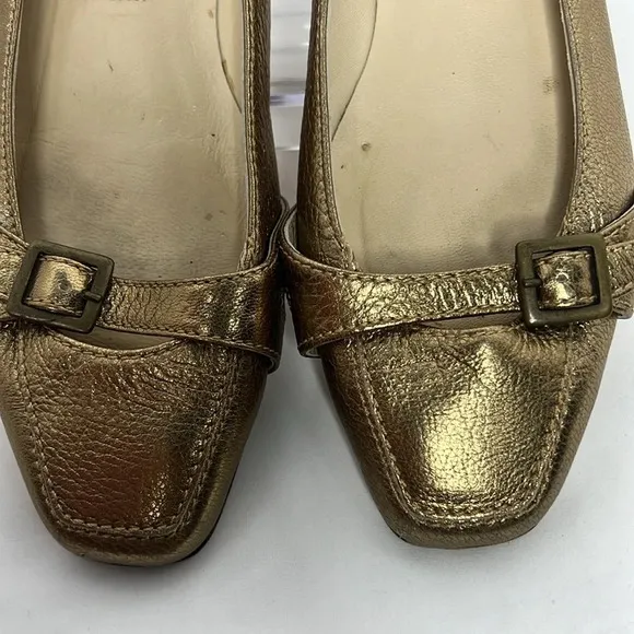 JIMMY CHOO Warm Ballet Flat Loafers Gold Shimmer 8.5