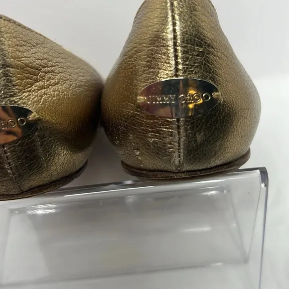JIMMY CHOO Warm Ballet Flat Loafers Gold Shimmer 8.5
