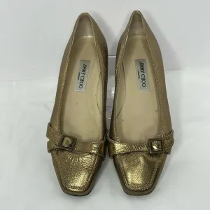 JIMMY CHOO Warm Ballet Flat Loafers Gold Shimmer 8.5