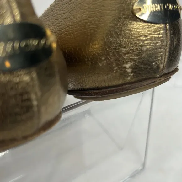 JIMMY CHOO Warm Ballet Flat Loafers Gold Shimmer 8.5