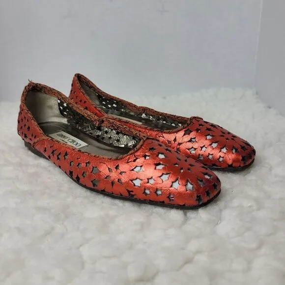 Jimmy Choo Women's Size 7 Momo  Star Res Laser Cut Ballet Flats