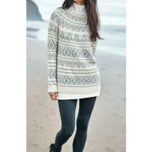 J.Jill Allover Nordic Fair Isle Intarsia Jacquard Pullover Sweater Barley Multi