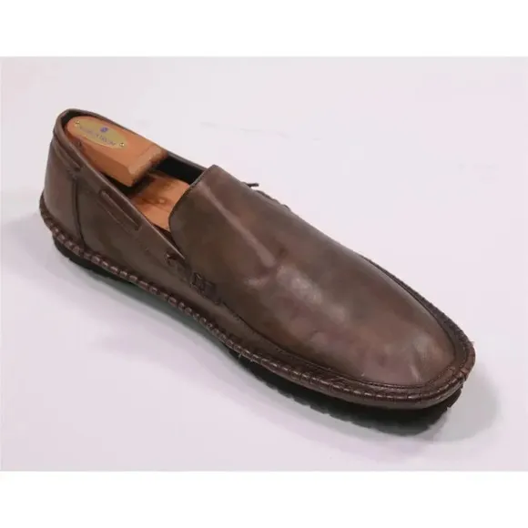 John Varvatos Brown Leather Moccasin Loafers Men's US 11.5