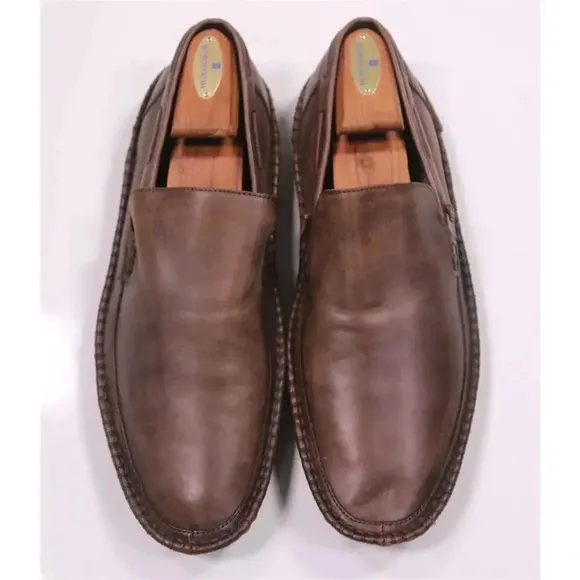 John Varvatos Brown Leather Moccasin Loafers Men's US 11.5