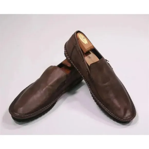 John Varvatos Brown Leather Moccasin Loafers Men's US 11.5