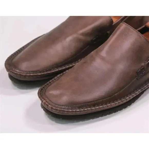 John Varvatos Brown Leather Moccasin Loafers Men's US 11.5