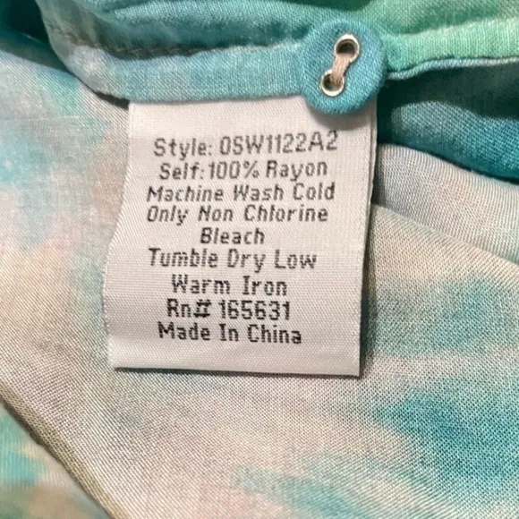 JOHNNY WAS Calme Turquoise V Neck Maxi Kaftan Dress