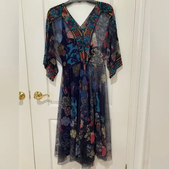 Johnny Was ELREY KAFTAN MESH DRESS w/ slip