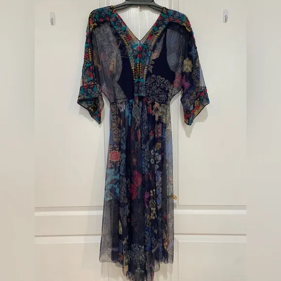 Johnny Was ELREY KAFTAN MESH DRESS w/ slip