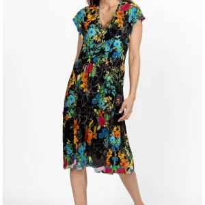 Johnny Was Nero Sequence Tiered Dress SZ S Floral Multicolor Boho