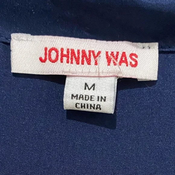 JOHNNY WAS Tiered Wanderer Dress Silk Blue Size Medium