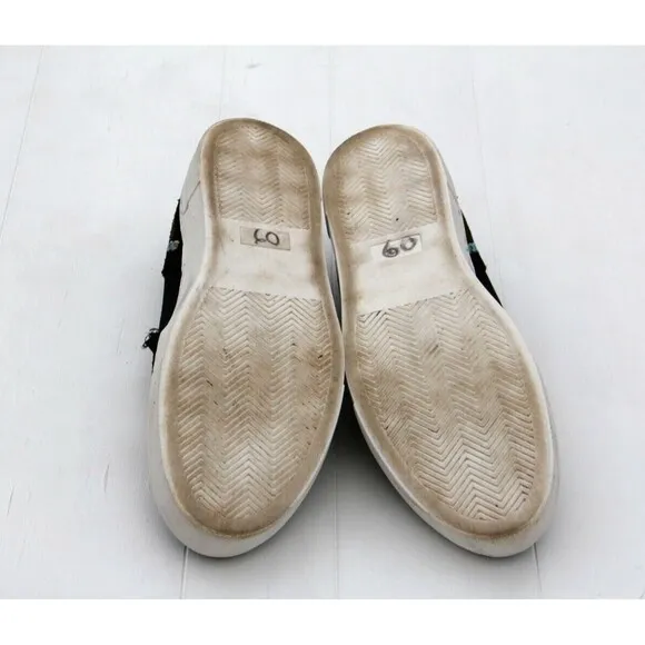 Johnny Was Vinny Butterfly Black Embroidered Slip On Loafers US 8.5 EU 39 READ