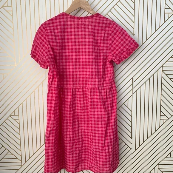 Johnny Was workshop Devere Breezy Embroidered Dress Pink Plaid gingham crochet