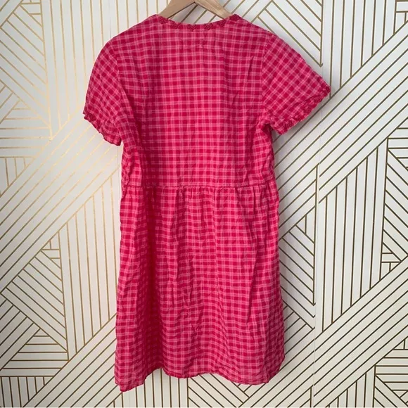 Johnny Was workshop Devere Breezy Embroidered Dress Pink Plaid gingham crochet