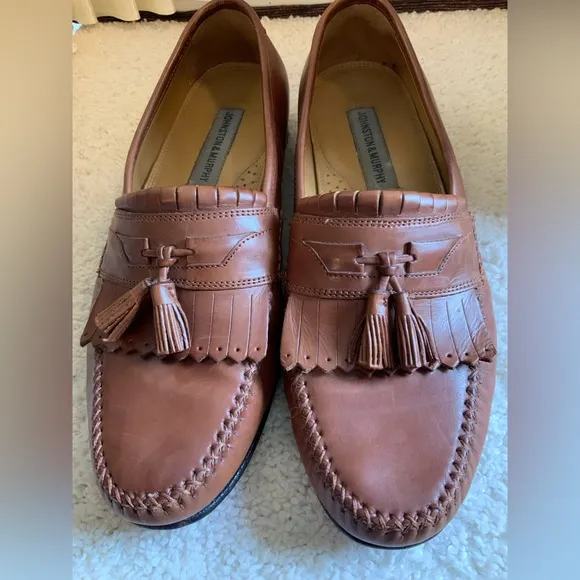 JOHNSTON &amp; MURPHY BRELAND KITTIE MENS LEATHER TASSEL LOAFERS