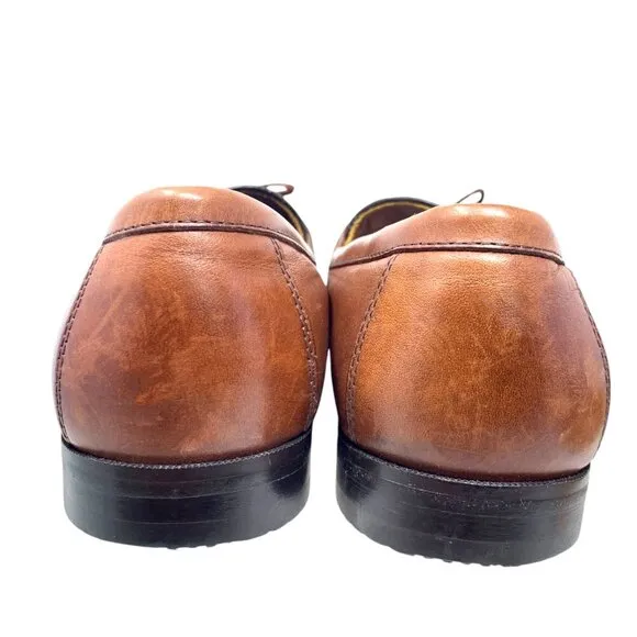 Johnston &amp; Murphy Brown Leather Lattice Vamp Tassel Loafers