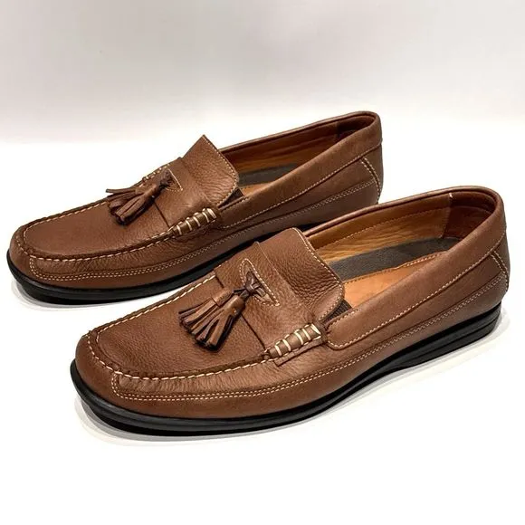 Johnston &amp; Murphy Brown Soft Sheepskin Leather Tassel Loafers Men's Size 9.5M