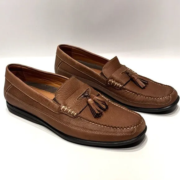 Johnston &amp; Murphy Brown Soft Sheepskin Leather Tassel Loafers Men's Size 9.5M
