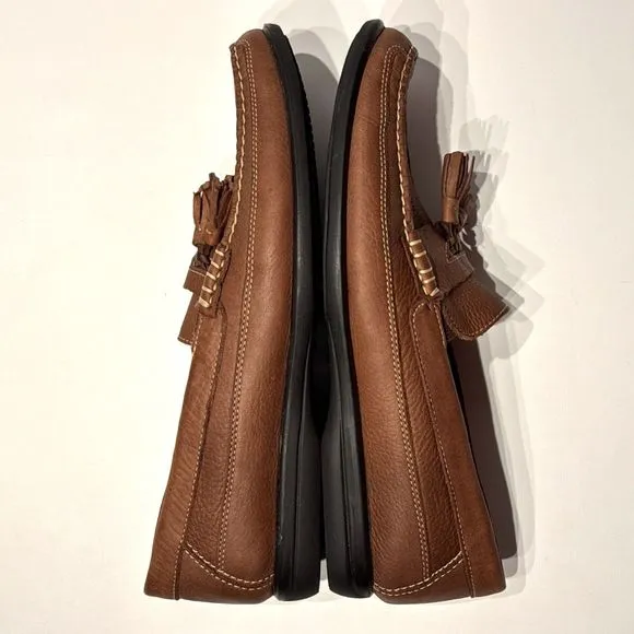 Johnston &amp; Murphy Brown Soft Sheepskin Leather Tassel Loafers Men's Size 9.5M