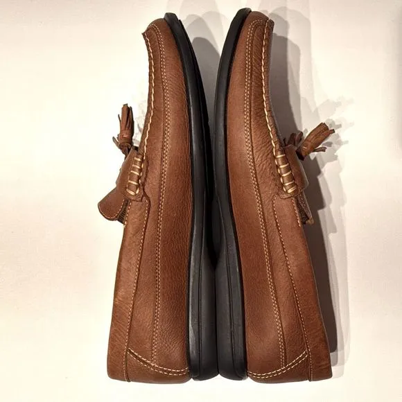 Johnston &amp; Murphy Brown Soft Sheepskin Leather Tassel Loafers Men's Size 9.5M