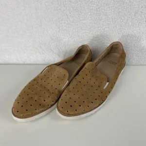 Johnston &amp; Murphy Loafers Womens Sz 8.5M Brown Penelope Perforated Suede Slip On