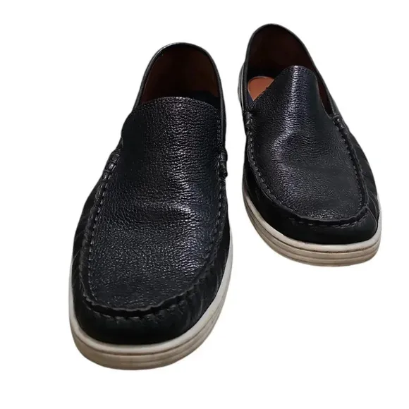 Johnston &amp; Murphy Men Size 9 1/2 Black Tan Lined Nubuck Slip On Classic Loafers