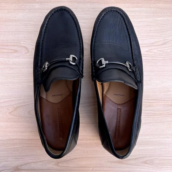 Johnston &amp; Murphy Men's Black Baldwin Horse bit Sheepskin loafers, Size 11.5