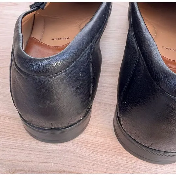 Johnston &amp; Murphy Men's Black Baldwin Horse bit Sheepskin loafers, Size 11.5