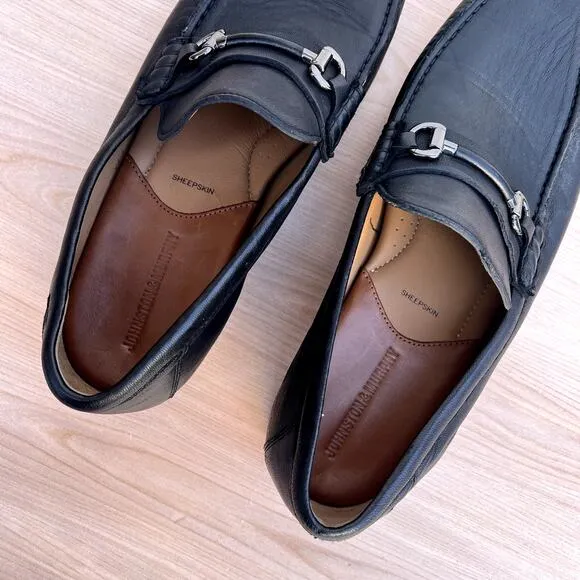 Johnston &amp; Murphy Men's Black Baldwin Horse bit Sheepskin loafers, Size 11.5