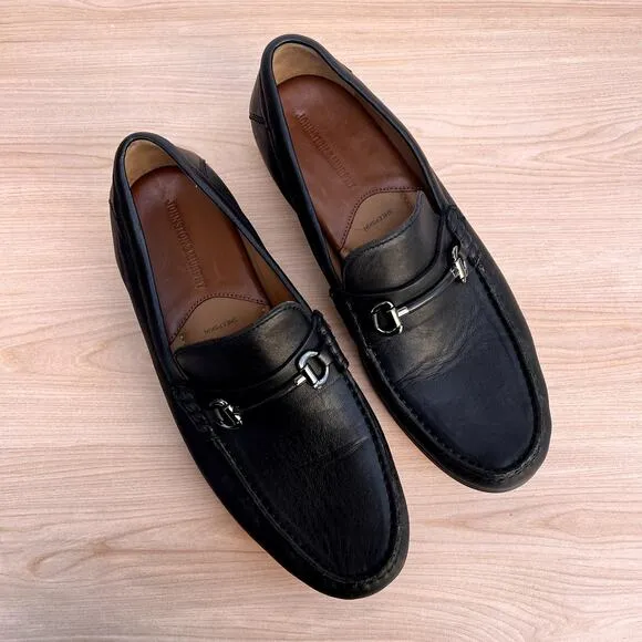 Johnston &amp; Murphy Men's Black Baldwin Horse bit Sheepskin loafers, Size 11.5