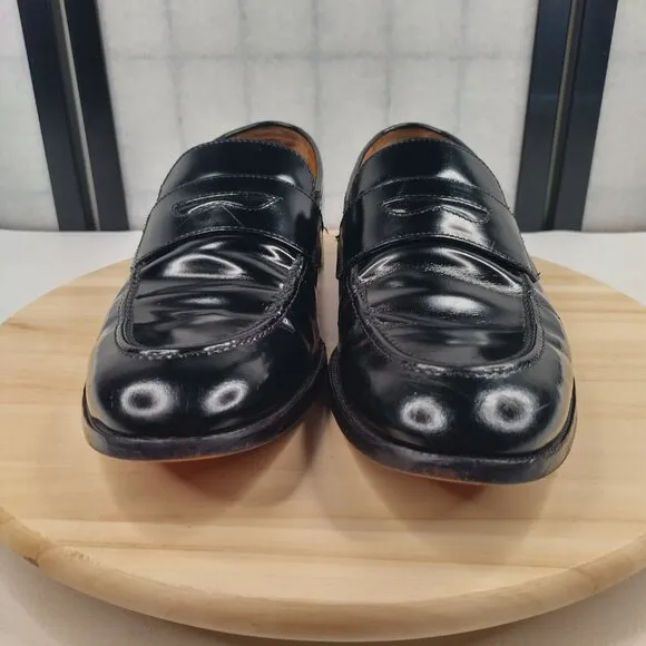 Johnston &amp; Murphy Sheepskin Leather Penny Loafers Black 15-2637 Men US 10.5D
