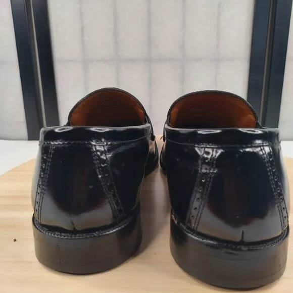 Johnston &amp; Murphy Sheepskin Leather Penny Loafers Black 15-2637 Men US 10.5D