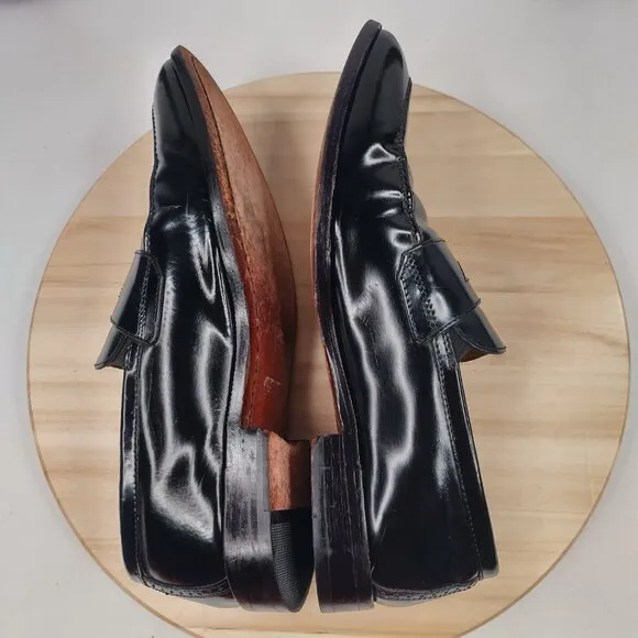 Johnston &amp; Murphy Sheepskin Leather Penny Loafers Black 15-2637 Men US 10.5D