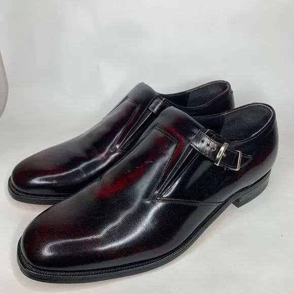 Johnston‎ Murphy Aristocraft Shoes Mens 10 Red Burgundy Leather Buckle Loafers