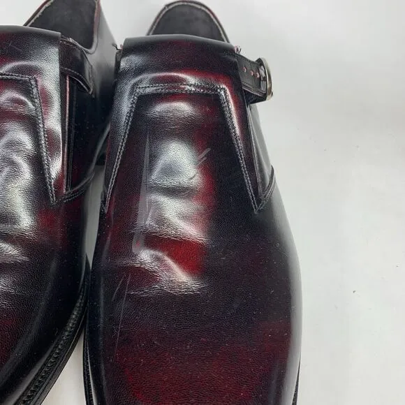 Johnston‎ Murphy Aristocraft Shoes Mens 10 Red Burgundy Leather Buckle Loafers