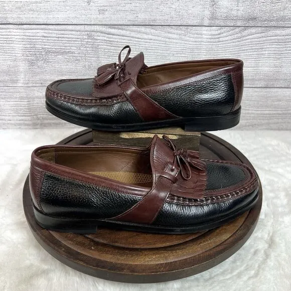 Johnston Murphy Black Cherry Brown Tassel Loafers Slip On Shoes Size 8W
