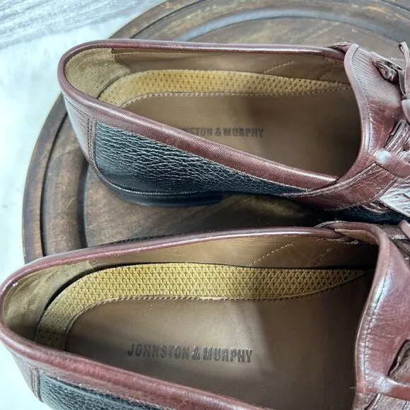 Johnston Murphy Black Cherry Brown Tassel Loafers Slip On Shoes Size 8W