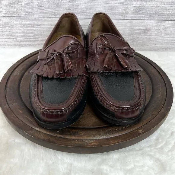 Johnston Murphy Black Cherry Brown Tassel Loafers Slip On Shoes Size 8W