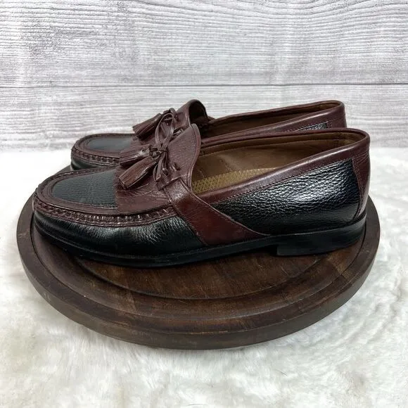 Johnston Murphy Black Cherry Brown Tassel Loafers Slip On Shoes Size 8W