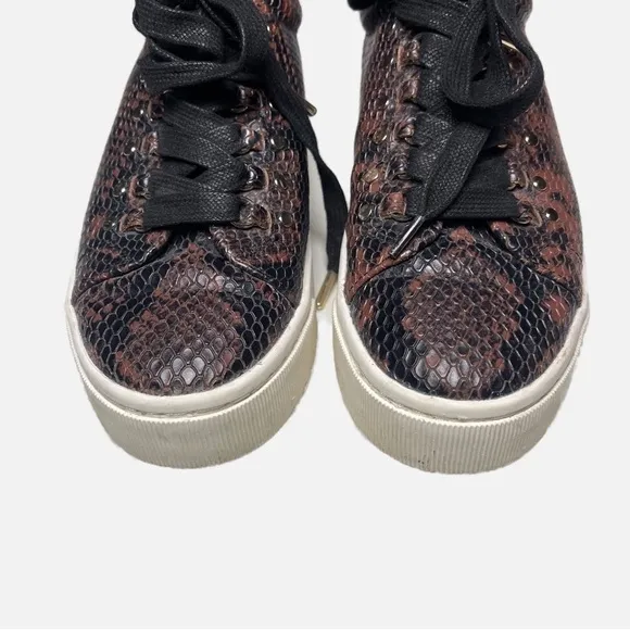 Joie Handan Snake Embossed Leather Sneakers Size 38 Women US Size 8