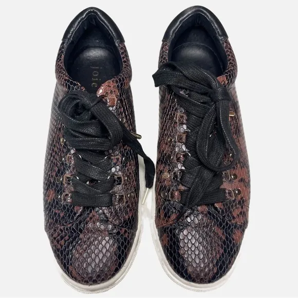 Joie Handan Snake Embossed Leather Sneakers Size 38 Women US Size 8