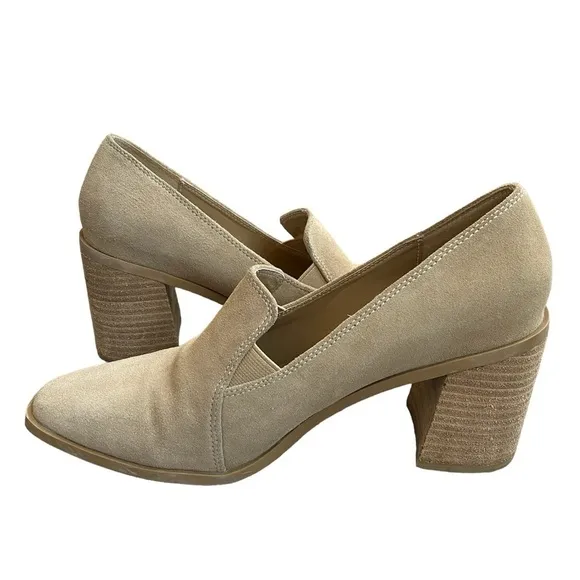 Joie Shoes Womens 8.5M Wevenly Pump Loafers Slip On Beige Suede Block He…​