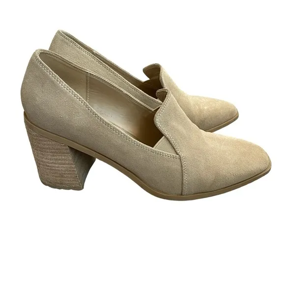 Joie Shoes Womens 8.5M Wevenly Pump Loafers Slip On Beige Suede Block He…​