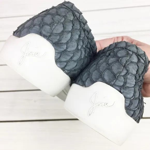 Joie Snake Embossed Leather Slip On Sneakers 41