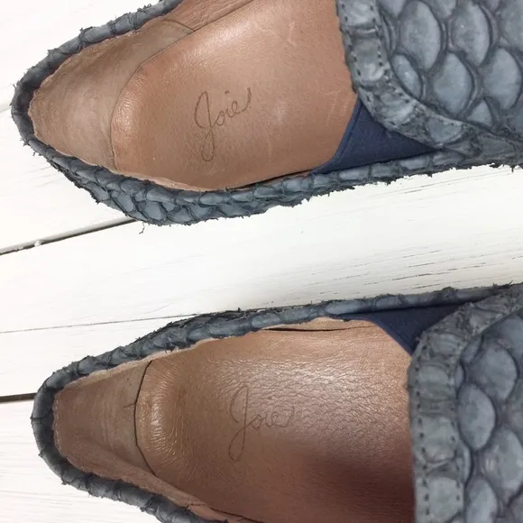Joie Snake Embossed Leather Slip On Sneakers 41
